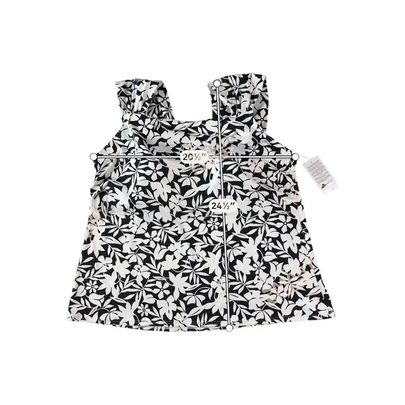 NWT Lands End Tankini Top Womens 22W Black White Floral Square Neck Modest Swim - Picture 2 of 6
